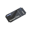 Black season pass ticket with 'Season Pass' text on a white background